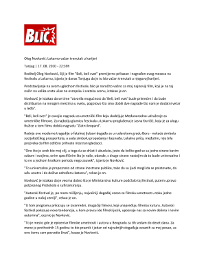 Portal BLIC - Oleg Novković Lokarno važan trenutak u karijeri