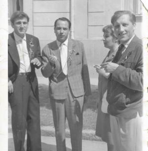 Bata Živojinović, Miodrag Deba Popović, Jelena i Vanja Bjenjaš, Zvezdara, Avgust 1960.