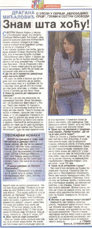 Isječak novina - Dragana Mićalović