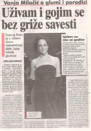 Isječak novina - Vanja Milačić