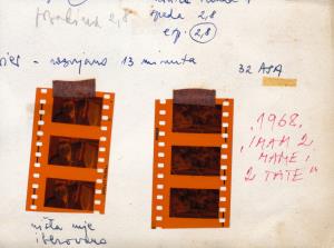 Snimateljske bilješke na poleđini fotografija iz filma Imam 2 mame i 2 tate (1968)
