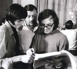 Dragan Nikolić, Aleksabndar Gavrić i Jovan Jovanović na snimanju filma Mlad i zdrav kao ruža