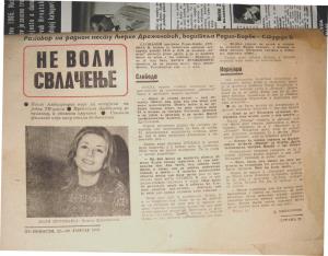 Isječak novina - Ljerka Draženović 1