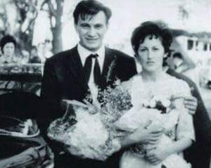 Dragomir Bojanić Gidra sa suprugom Ljiljanom Kontić, na vjenčanju (1966)