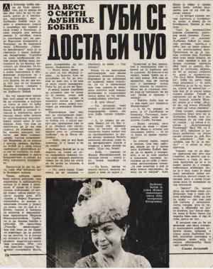 Isječak novina - Ljubinka Bobić 1