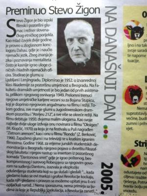 Isječak novina - Stevo Žigon
