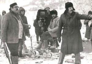 Pavle Vujisić Živojin Žika Pavlović na snimanju filmu Hajka (1977)